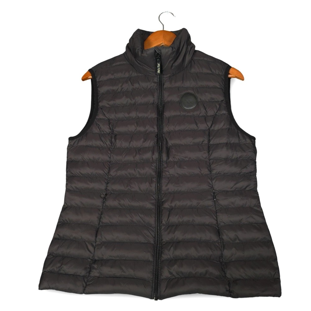 Back On Track Lightweight Vest Black Quilted Puffer Women's Large‎ Gorpcore Logo